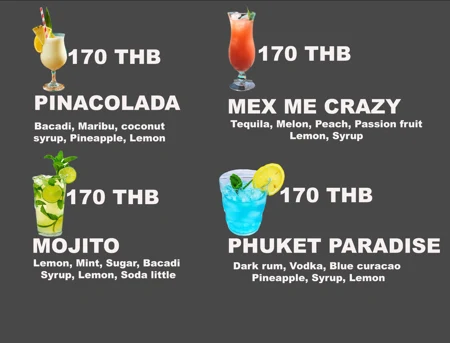Original Cocktails · 1 menu with dishes or drinks and prices