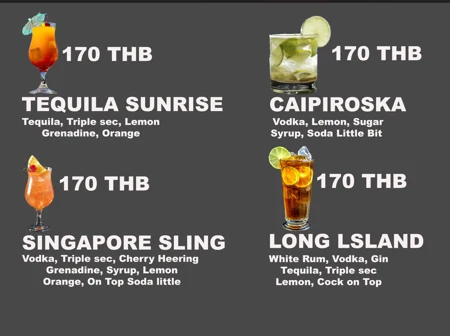 Original Cocktails · 2 menu with dishes or drinks and prices