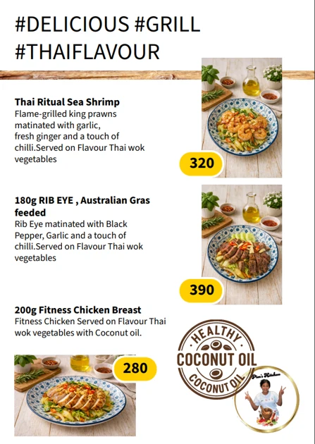 Original From the Grill menu with dishes or drinks and prices